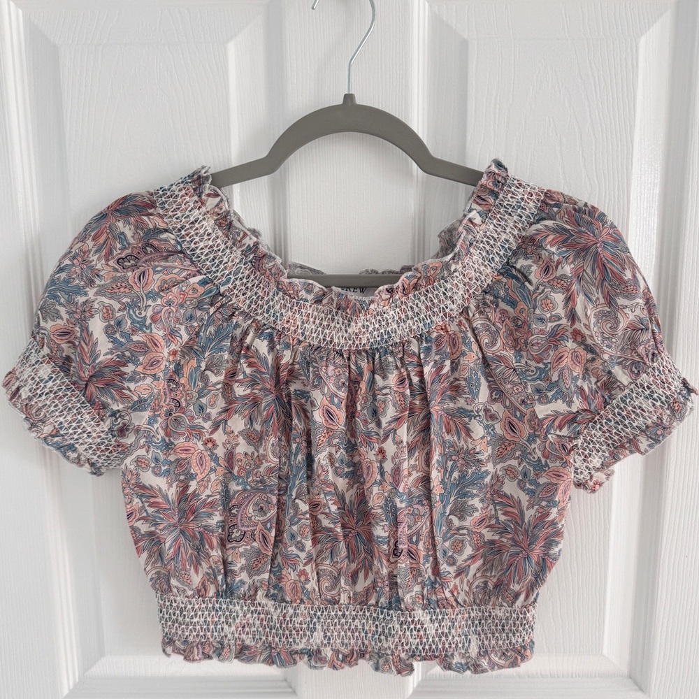 J. Crew Liberty of London Floral Smocked Crop Top